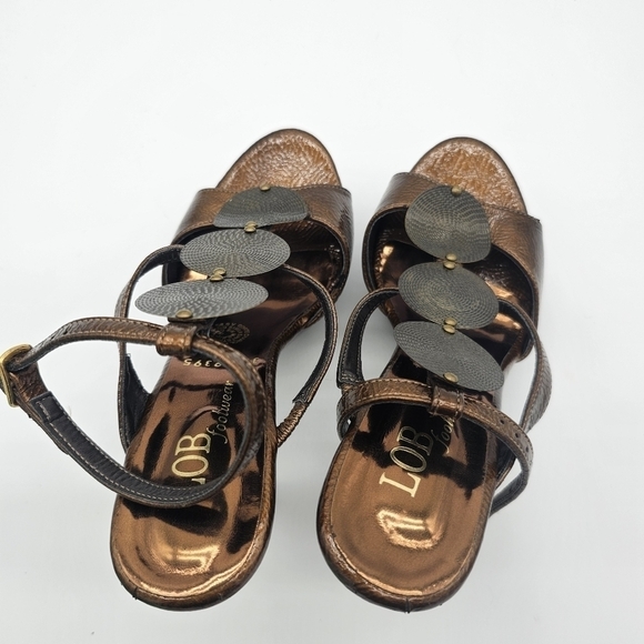 Women's Bronze Strappy High Heel Sandals, Size 5.5 - Picture 4 of 10
